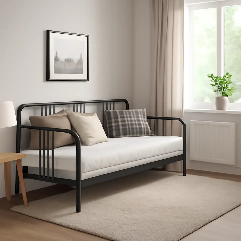 Møbelmontering FYRESDAL Sovesofa med 2 madrasser, sort/Åfjäll fast, 80×200 cm | Billig & Hurtig i København