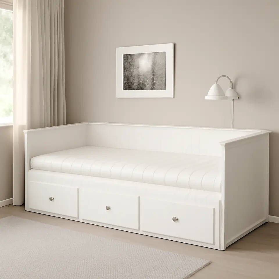Møbelmontering HEMNES Sovesofa 3 skuffer/2 madrasser, hvid/Åfjäll fast, 80×200 cm | Fast Pris i Storkøbenhavn