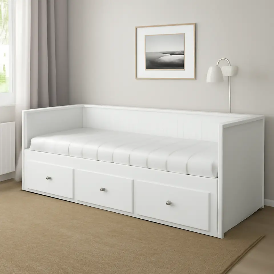 Møbelmontering HEMNES Sovesofa 3 skuffer/2 madrasser, hvid/Åfjäll fast, 80×200 cm | Fast Pris i Storkøbenhavn