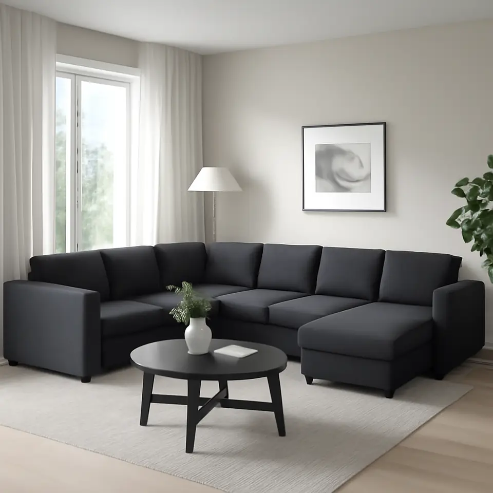 Møbelmontering VIMLE Hjørnesovesofa, 5 pers., med chaiselong/Hillared antracit | Billig & Hurtig i København