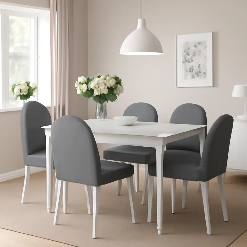 Møbelmontering DANDERYD / DANDERYD Bord og 4 stole, hvid/Vissle grå, 130 cm | Professionel Møbelmontør