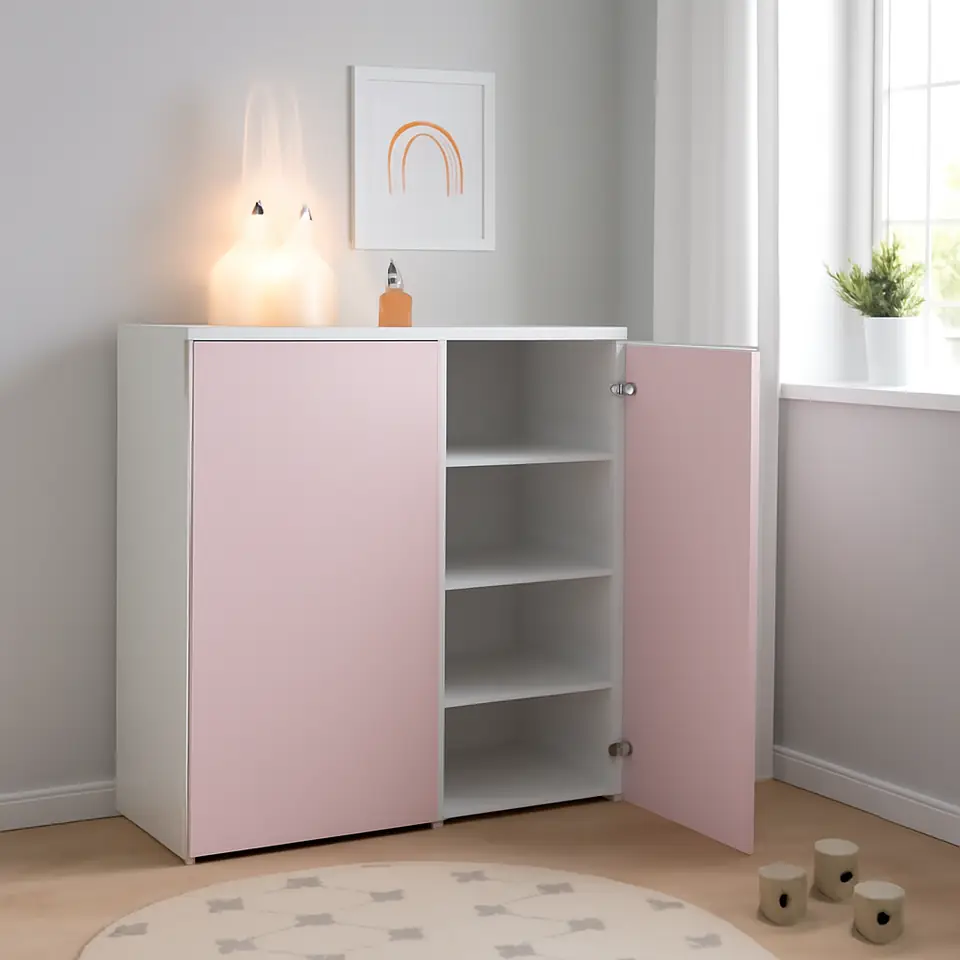 Møbelmontering SMÅSTAD / PLATSA Opbevaringskombination, hvid/lyserød med seks hylder, 120x42x123 cm | Fast Pris i Storkøbenhavn
