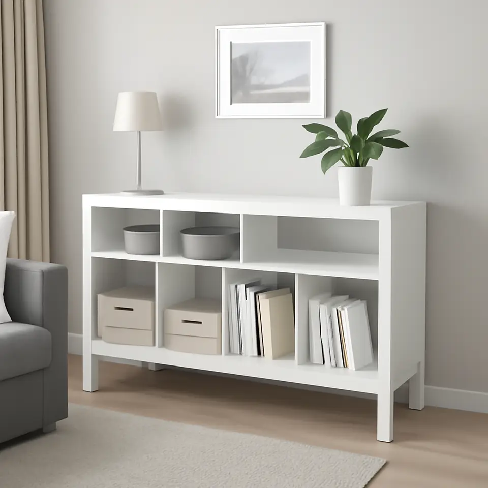 Møbelmontering KALLAX Tv-bord med understel, hvid, 147x39x78 cm | Professionel Møbelmontør