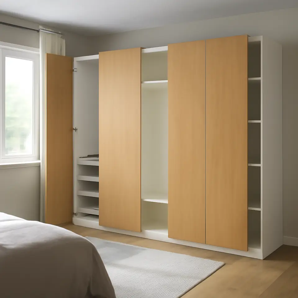 Møbelmontering PAX / STORKLINTA Garderobekombination, hvid/egetræsmønstret, 250x60x201 cm | Billig & Hurtig i København