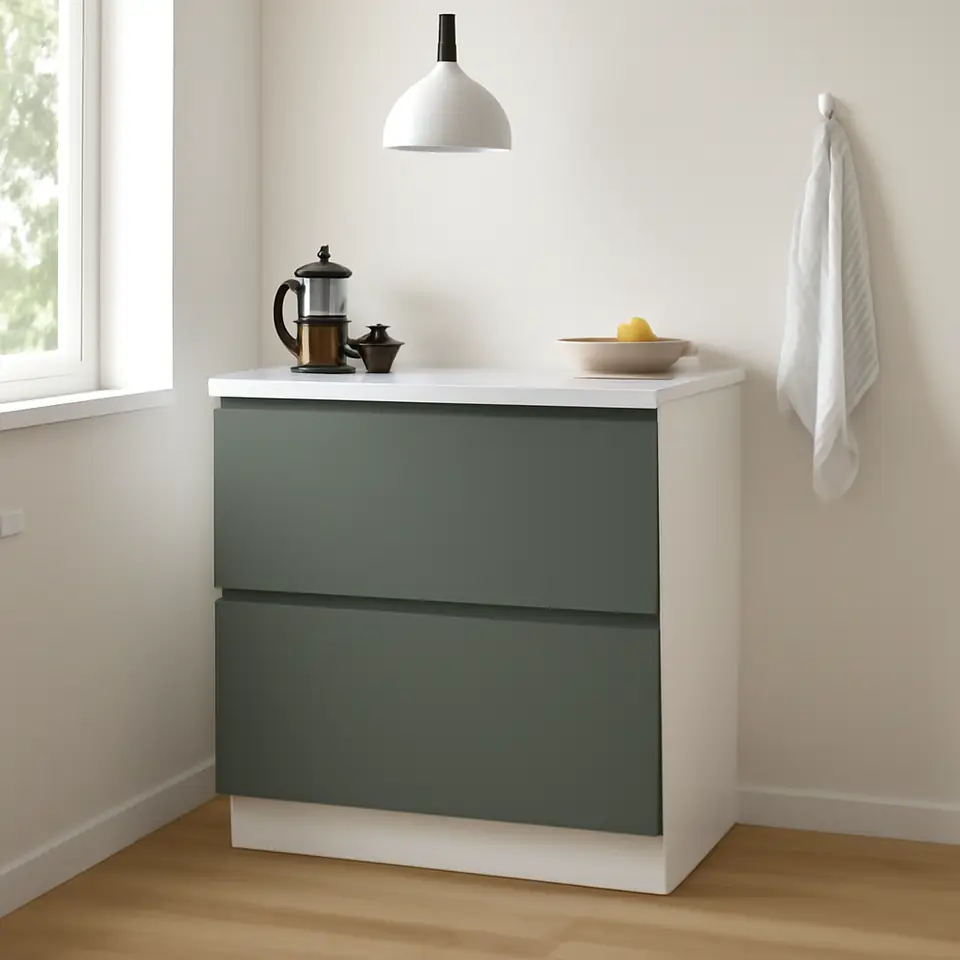 Møbelmontering METOD / MAXIMERA Usk 2 fronter/3 skuffer, hvid/Nickebo mat grå-grøn, 80×37 cm | Samling af Møbler i Rødovre & Kbh
