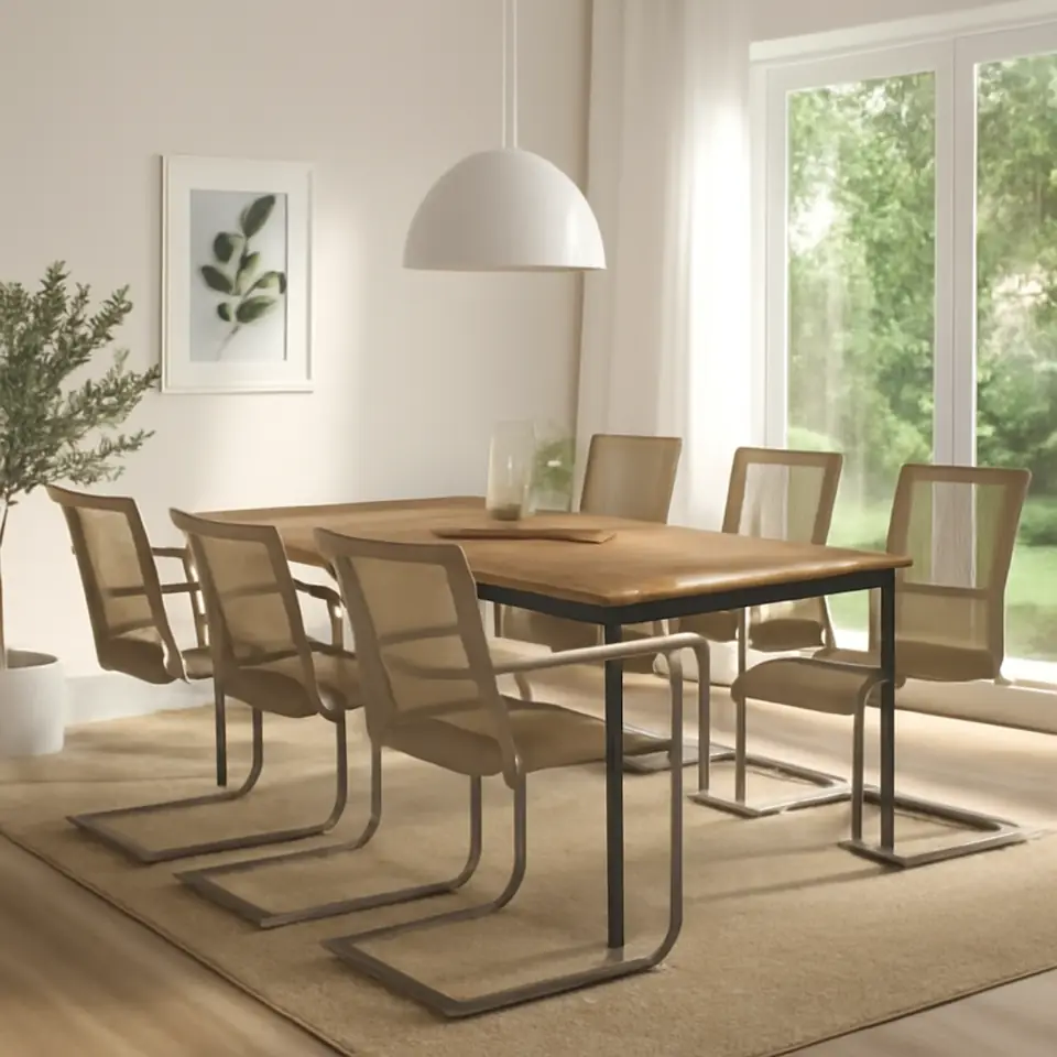 Møbelmontering VÄSMAN / VÄSMAN Bord+6 stole med armlæn, ude, kan trækkes ud lysebrun med bejdse/brun, 135×190/74 cm | Billig & Hurtig i København