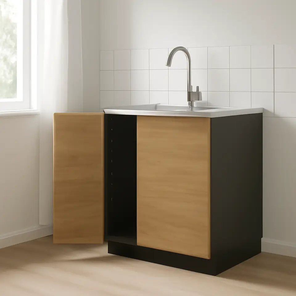 Møbelmontering METOD Underskab t TALLSJÖN vask, gråsort/Voxtorp egetræsmønstret, 80×60 cm | Samling af Møbler i Rødovre & Kbh