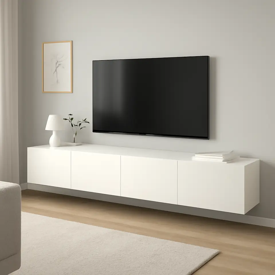 Møbelmontering BESTÅ Tv-bord med låger, hvid/Selsviken hvid højglans, 240x42x38 cm | Samling af Møbler i Rødovre & Kbh