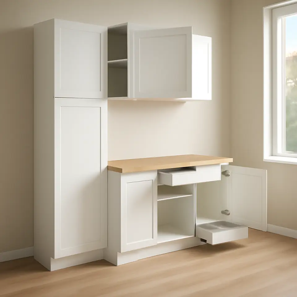 Møbelmontering KNOXHULT Køkken, hvid stel, 240x61x220 cm | Professionel Møbelmontør