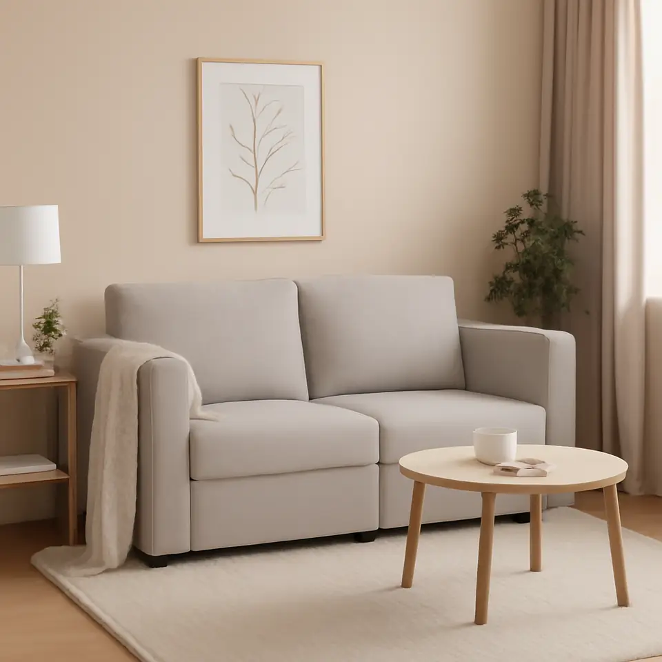 Møbelmontering Modulsofa OKSBY 2-pers. m/opbevaringsplads sandfarvet stof | Samling af Møbler i Rødovre & Kbh