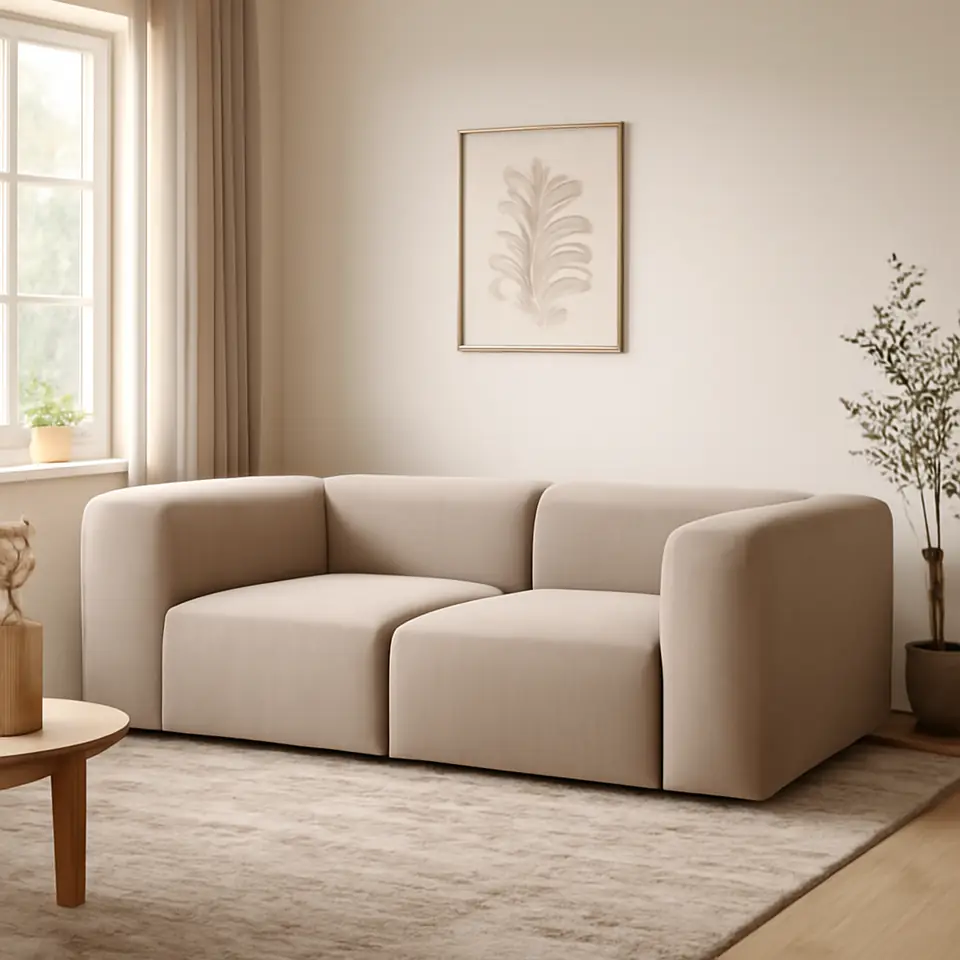 Møbelmontering Modulsofa SKEJBY 2-pers. sandfarvet stof | Professionel Møbelmontør