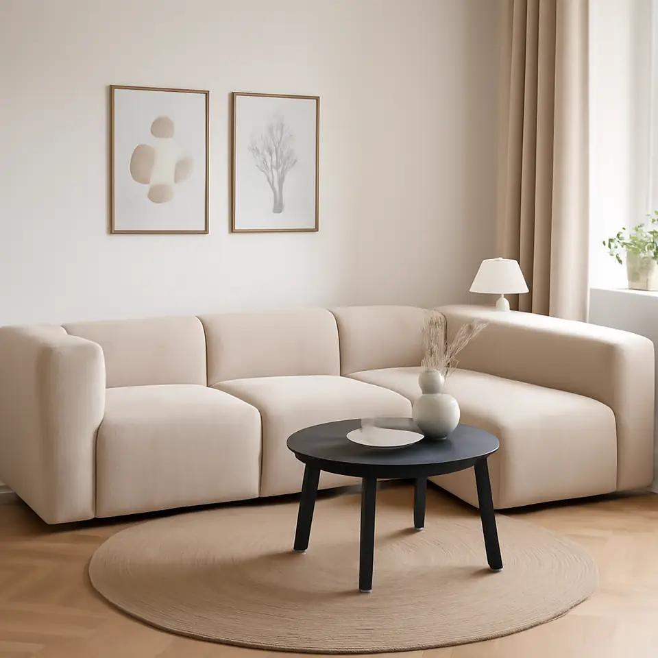 Møbelmontering Modulsofa SKEJBY 3-pers. sandfarvet stof | Professionel Møbelmontør